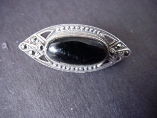 Sterling Silver Estate Lapel Pin W/black Onyx Setting photo