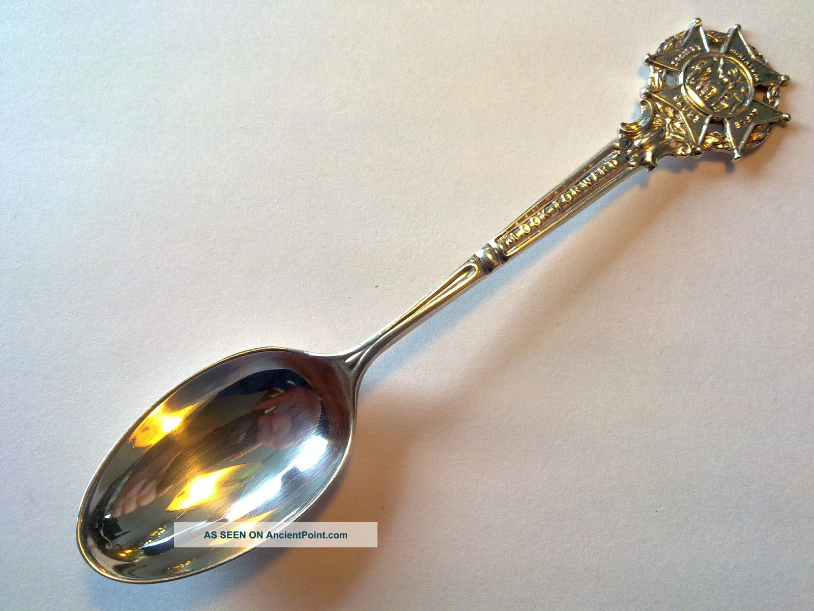 Rare Solid Silver Spoon ' Society Miniature Rifle Clubs ' Look Farward 1928y Other photo