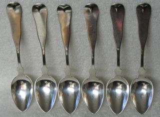 Lowell & Senter American Coin Silver Teaspoon Set Of 6 Portland Maine 1830 - 1870 photo