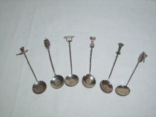 Vintage Set Of {6} Sterling Silver Japanese Bamboo Tea Dessert Spoons photo