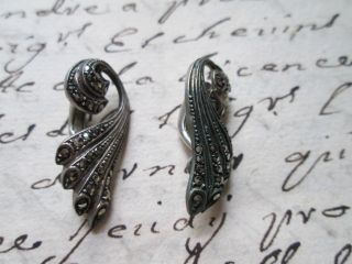 Antique Clip Earrings Silver / Marcisite photo