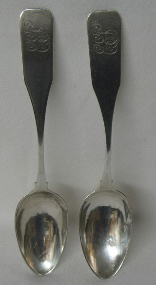 Nathan Storrs Colonial Coin Silver Coffin End Teaspoon Set Of 2 1791 - 1833 photo