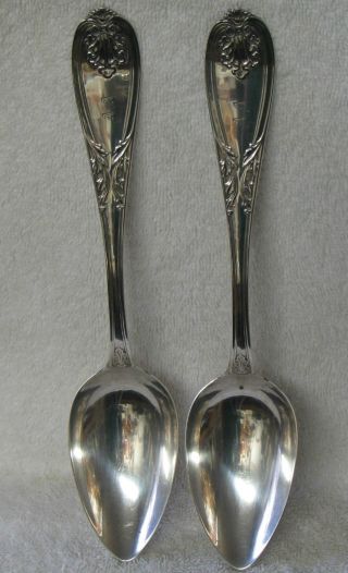 Thomas Goldsmith American Coin Silver Tablespoon Serving Spoon Set Of 2 Troy Ny photo
