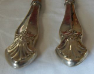 Antique Royal Family Sterling Silver Large Serving Salad Fork & Knife Set Wood photo