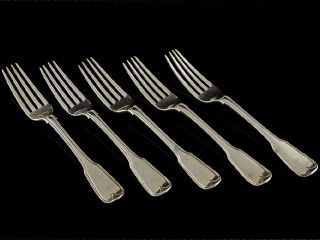 Sterling Silver Fiddle And Thread Set Of 5 Forks,  Dublin 1931 photo