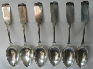 Bailey & Brothers American Coin Silver Tablespoon Serving Spoon Ny Set Of 6 photo