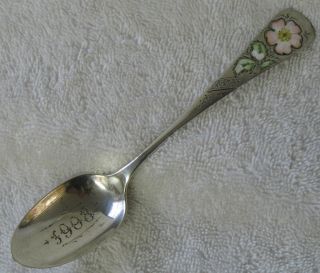 Campbell Metcalf Silver Company Sterling Teaspoon W Enamel Flower photo