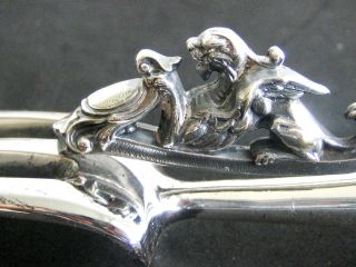 Antique French Sterling Silver Meat Carving Set 2/ps Rococo Dragon photo