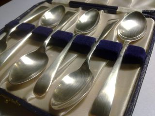 Solid Set Of Six Spoons E.  P.  N.  S.  90 Made In Sheffield England,  Boxed photo