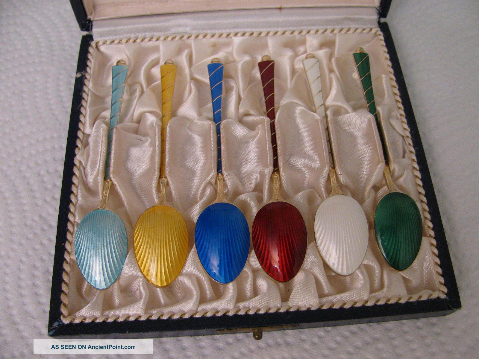 Ela Denmark Sterling Silver Enamel Spoon Box Other photo