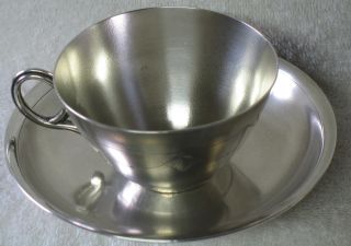 Whiting Mfg.  Company Sterling Silver Cup And Saucer 3 - D Leaf Brite Cut C 1871 photo