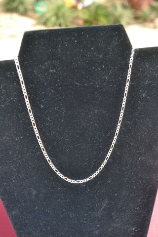 Sterling Silver Necklace - Figaro Link Chain - (16 1/4 Inches) photo