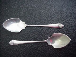 Two Sterling Silver Matching English Fruit/grapefruit Spoons By W.  B.  And S, photo