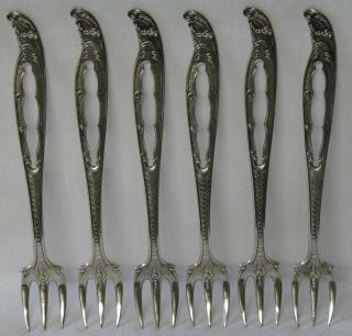 Gorham No 37 Sf Sterling Silver Cocktail Oyster Seafood Fork Set Of 6 Pierced photo