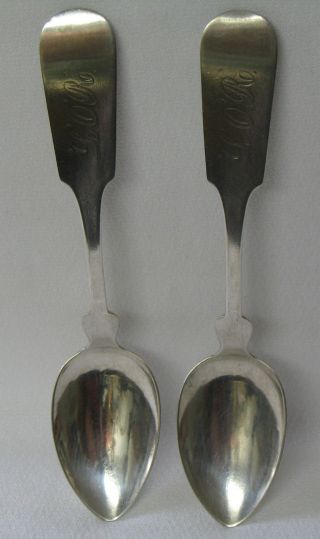 Ira Strong Towne Antique Coin Silver Teaspoon Montpelier Vt Set Of 2 Ist photo