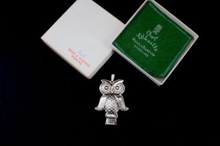 Reed & Barton Sterling Silver Owl Whistle Pendant With Felt & Box photo