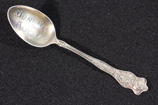 Sterling Silver Souvenir Miniature Spoon Juneau Alaska Floral Embellishment photo