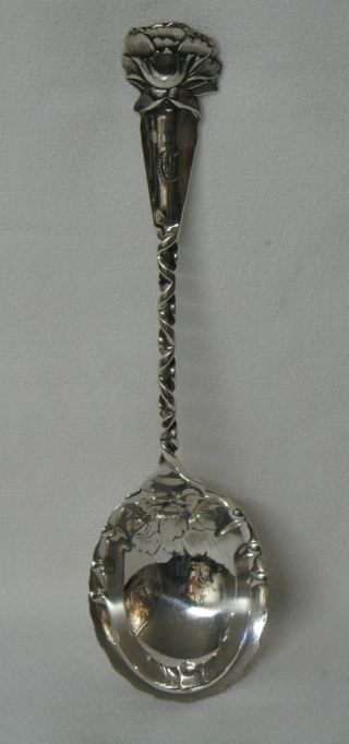 Whiting Peony No.  26 Sterling Silver Sugar Spoon Twisted Handle Aesthetic photo