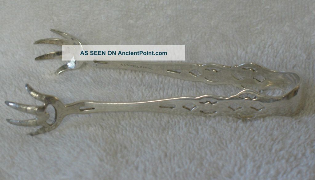 Watson Sterling Silver Sugar Tongs Pierced Handle Other photo