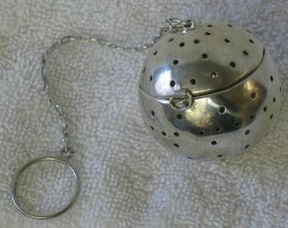 Webster & Co Sterling Silver Tea Ball Strainer Hinged Lid photo