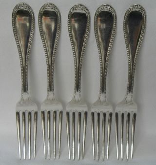 Crosby Morse & Foss Solid Sterling Silver Fork Beaded Set Of 5 photo