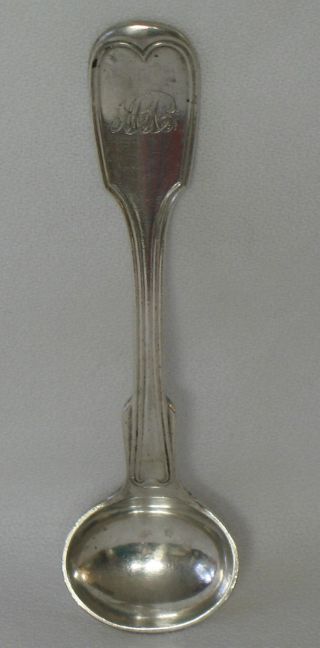 R & W Wilson Antique Coin Silver Master Salt Spoon Fiddle Thread photo