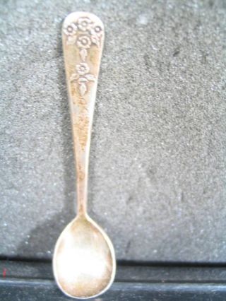 Sterling Vintage Salt Spoon Floral Design Unk Maker photo