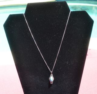 Silver Necklace With Sterling And Turquoise Pendant (18 1/8 Inches) photo