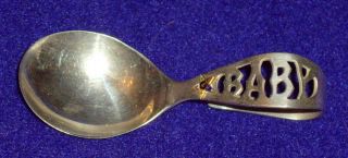 Excellent Sterling Silver Oes Curved Baby Spoon Made By Manchester Silver Corp photo
