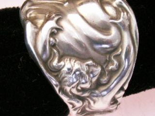 Unger The Wave Sterling Spoon Ring Rare 1904 Sz 8 - 12 Masterpiece Art Nouveau photo