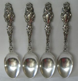 Lily Whiting Sterling Silver Teaspoon 5 ¾”l Set Of 4 C.  1902 Heavy Mks photo