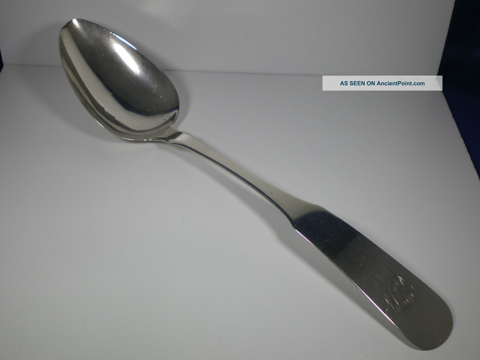 Antique T.  Bradbury Coin Silver Serving Spoon 9 - 1/4 