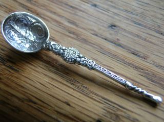 Antique Miniature Solid Hallmarked Silver Annointing Salt Spoon - 1903 photo