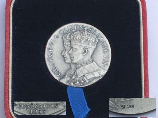 English Cased Solid Silver Coronation Medal Of King George Vi 1937, photo