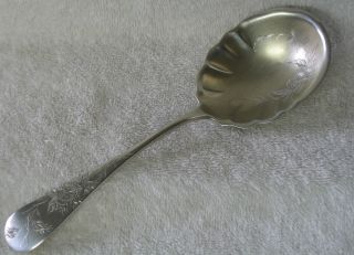 Knowles Sterling Silver Preserve Spoon Bright Cut Floral Rose photo