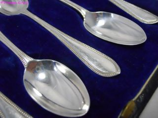Cased Sterling Silver Bead Spoons London 1921 photo