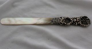 Sterling Silver & Mother Of Pearl Page Turner,  Letter Opener 1895 Birmingham photo