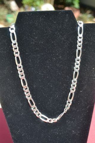 Sterling Silver Necklace - Figaro Chain - Milor - Italy - (20 1/4 Inches) photo