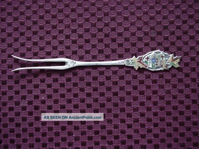 Sterling Silver Souvenir Pickle/olive Fork Canada Other photo