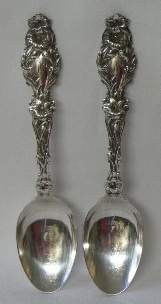 Lily Whiting Sterling Silver Teaspoon 5 ¾”l Set Of 2 C.  1902 N photo