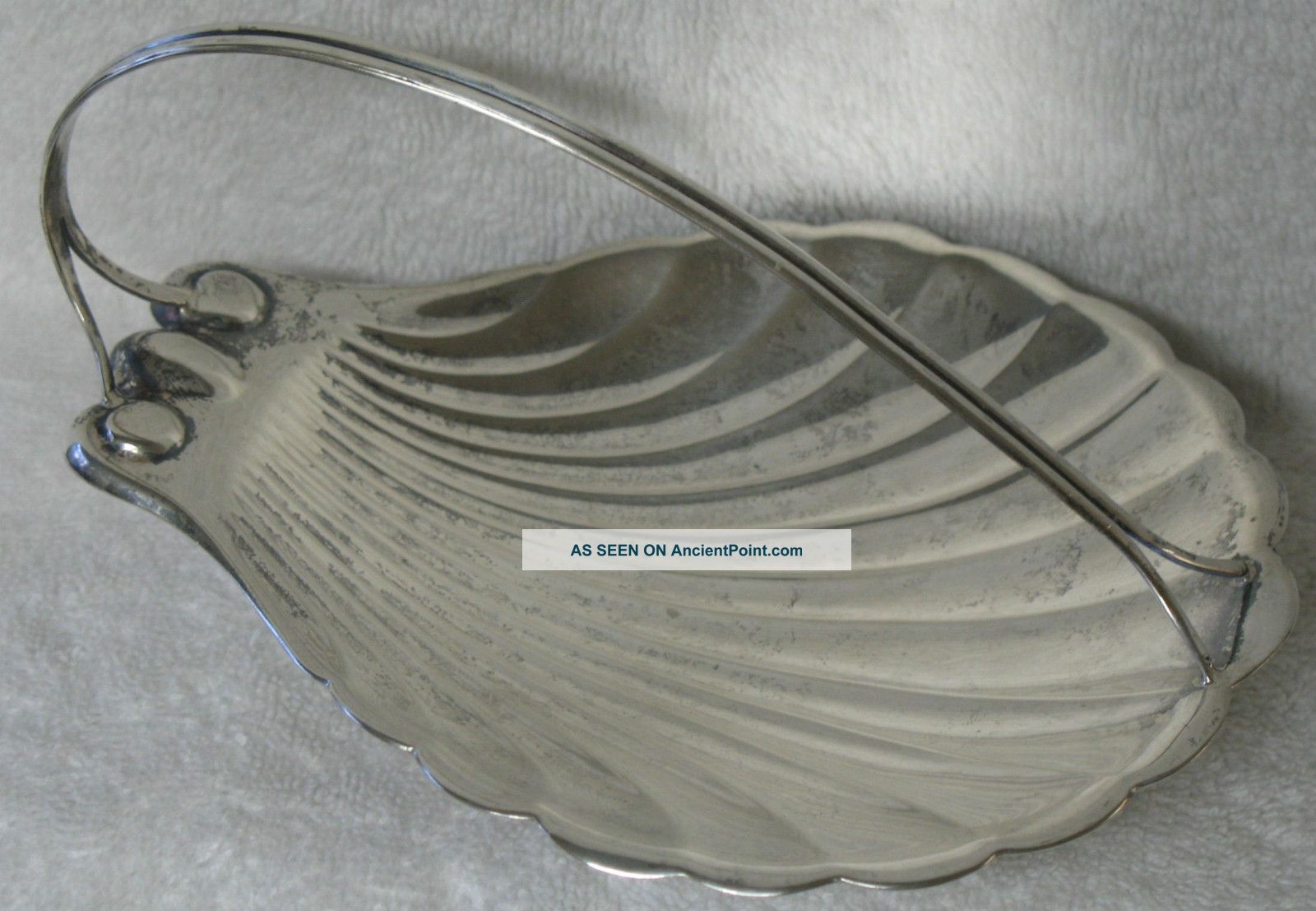 Antique Sterling Silver Shell Bowl W/ Handle Dish Other photo