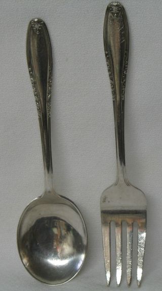Leonore Manchester Sterling Silver Baby Youth Child Fork And Spoon Set Of 2 photo