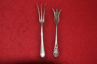 Sterling Silver Small Serving Forks - Antique - Use With All Sterling Flatwear photo