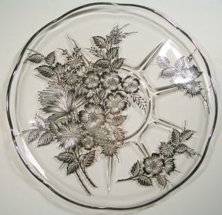 Sterling Silver Overlay Glass Cake Plate photo