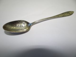 Antique Old Sterling Silver Hallmarked Engraved Floral Decorative Rose Teaspoon photo