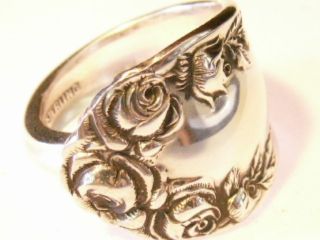 Northumbria Rose Sterling Silver Spoon Ring Sz 8 - 11 photo