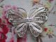 Antique/vintage Brooch Silver Toned Butterfly Filligre Other photo 1