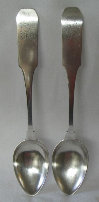 James Morse Coin Silver Spoon Set Of 2 Coffin End Westfield Ma 1797 - 1820 photo