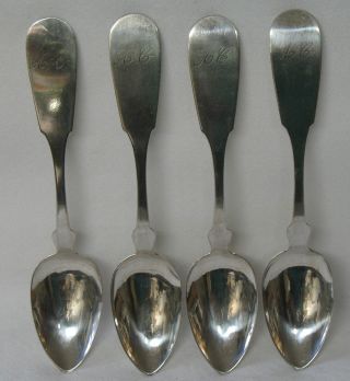 Seth E Brown Antique Coin Silver Teaspoon Set Of 4 Concord Nh C.  1830 photo