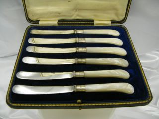 Sterling Ferrule Mop Handle Knives Set Of 6 W/box photo